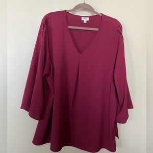 Avenue maroon blouse with gold accents